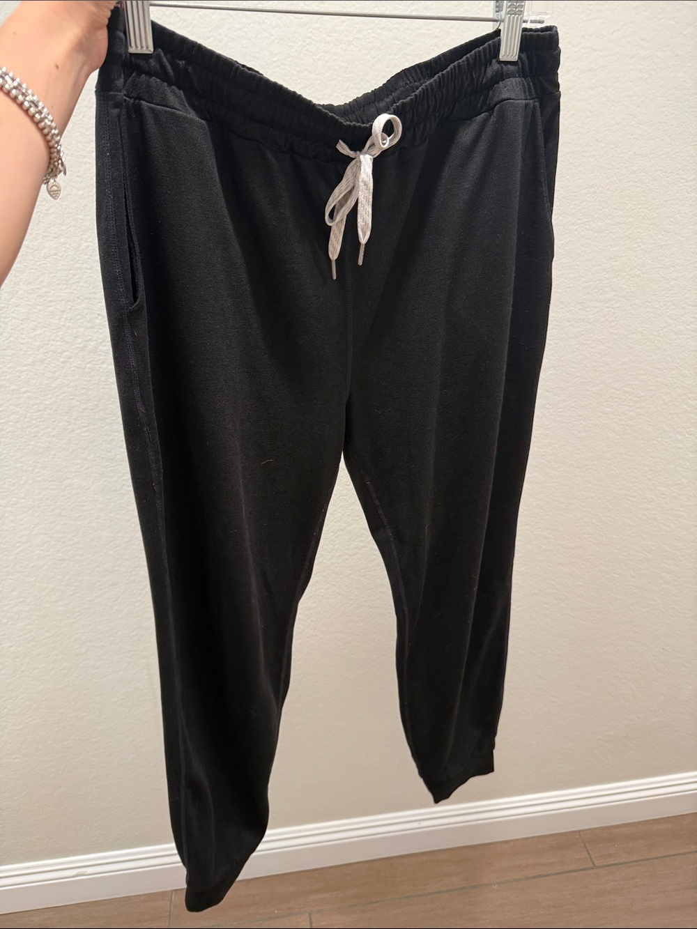 Vuori Black Track Joggers with White Drawstring